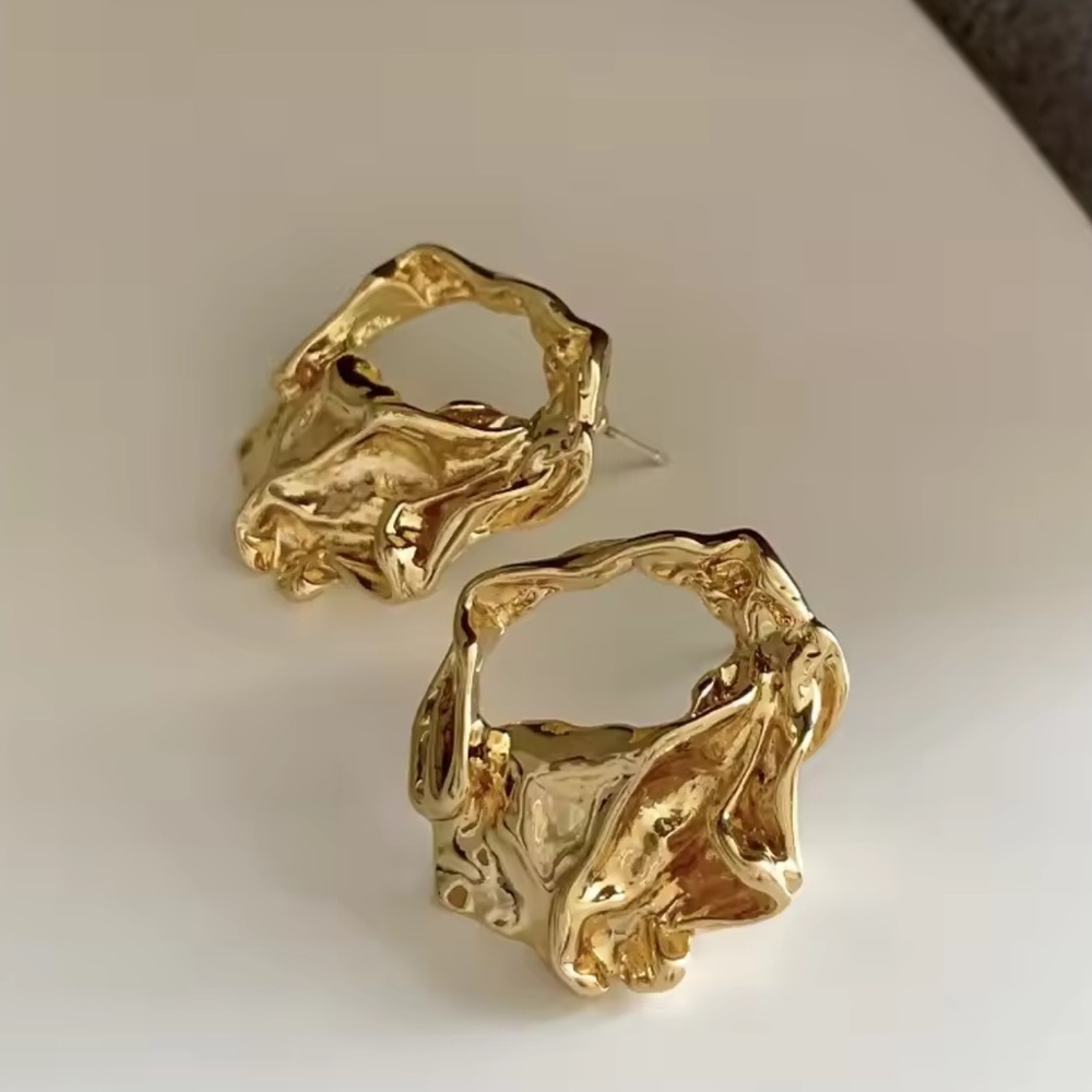 Gold Sculptural Hoop Earrings